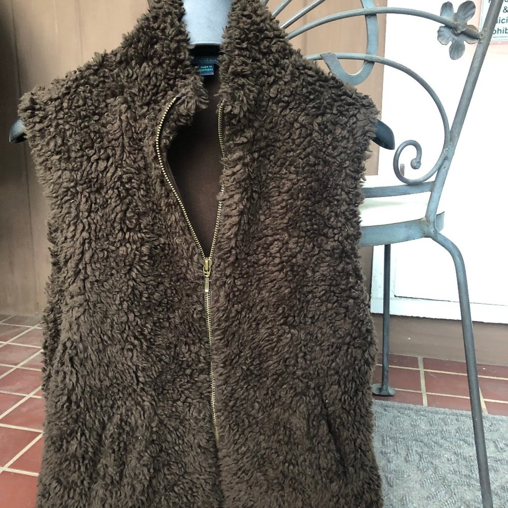 Boden chocolate brown faux sheep skin vest